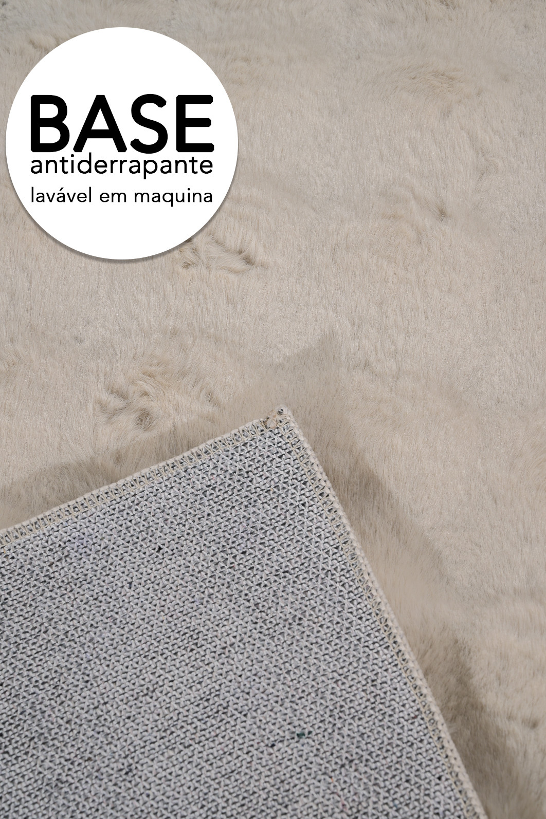 Tapete Pele de Coelho Livy Marfim Redondo 2,0m Tapete Pele de Coelho Livy Marfim Redondo 2,0m