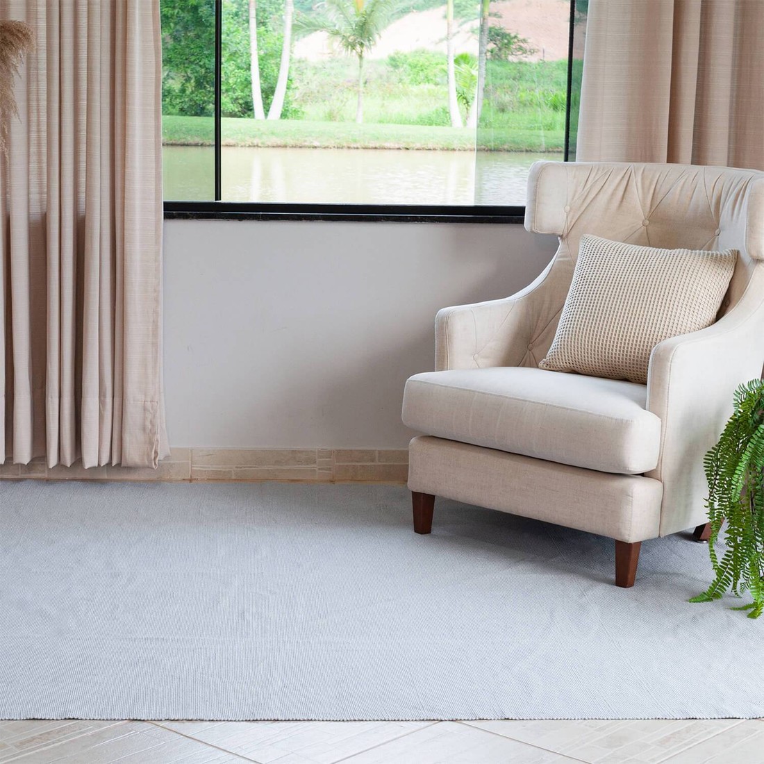 Tapete Artesanal Trama Basic Grande para Sala Liso Cinza 2,00x3,00