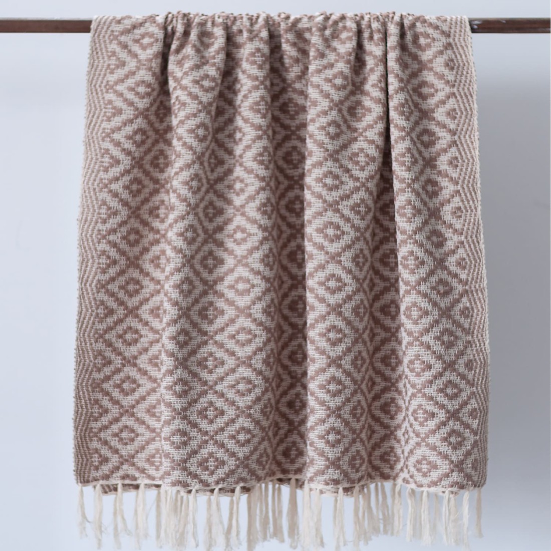 Manta De Sofá Artesanal Florença 1,20m x 1,80m Pó de Arroz