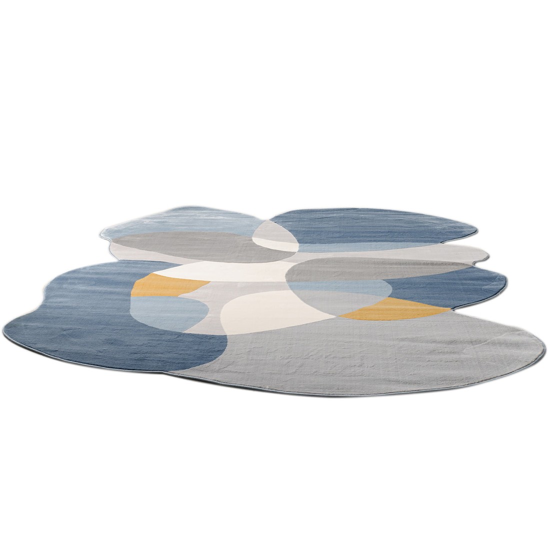 Tapete Organico Sala e Quarto Unique Azul e Mostarda 140x200 Tapete Organico Sala e Quarto Unique Azul e Mostarda 140x200