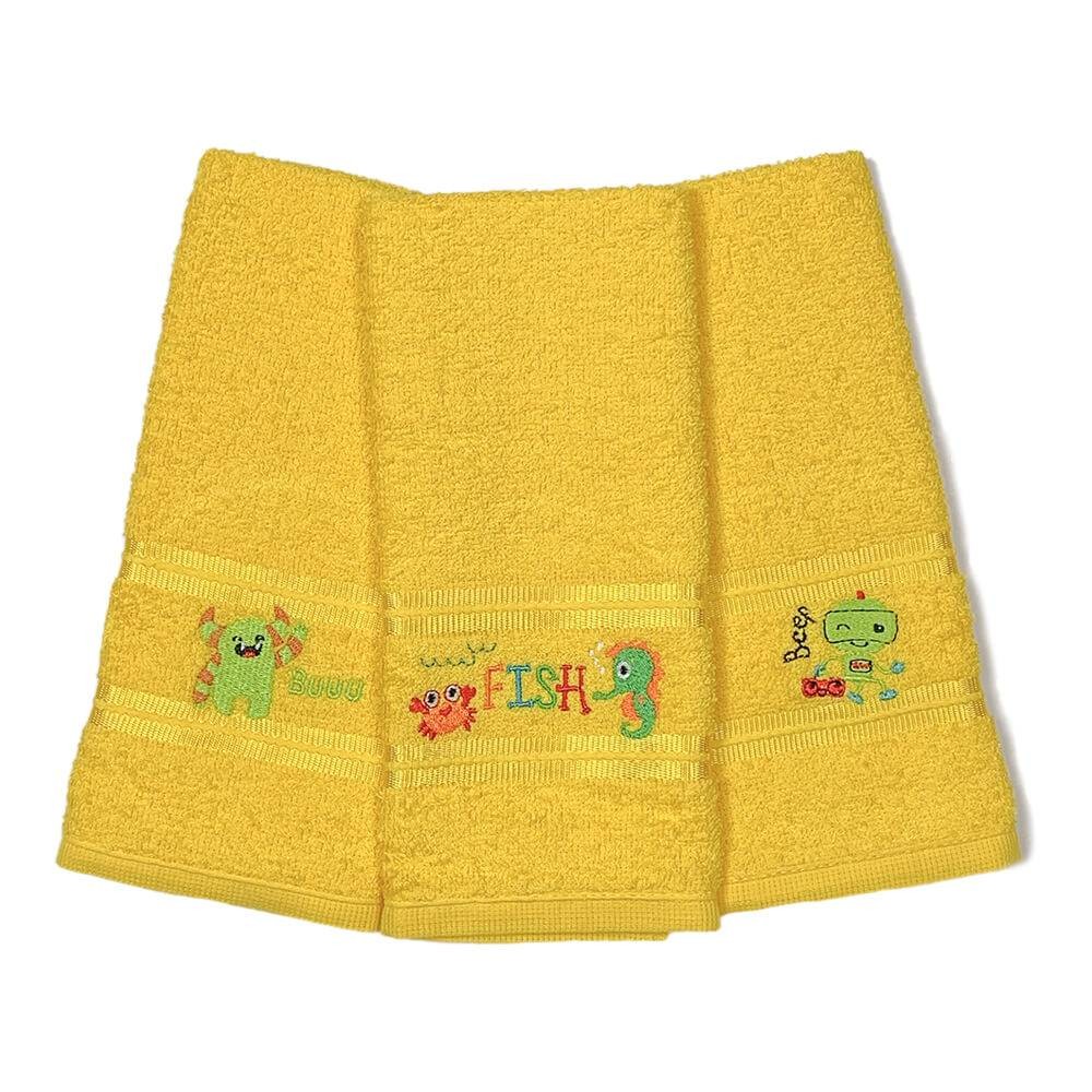 Kit Toalhas Lavabo Escolar Infantil Bordada (Lancheira) Amarelo Kit Toalhas Lavabo Escolar Infantil Bordada (Lancheira) Amarelo