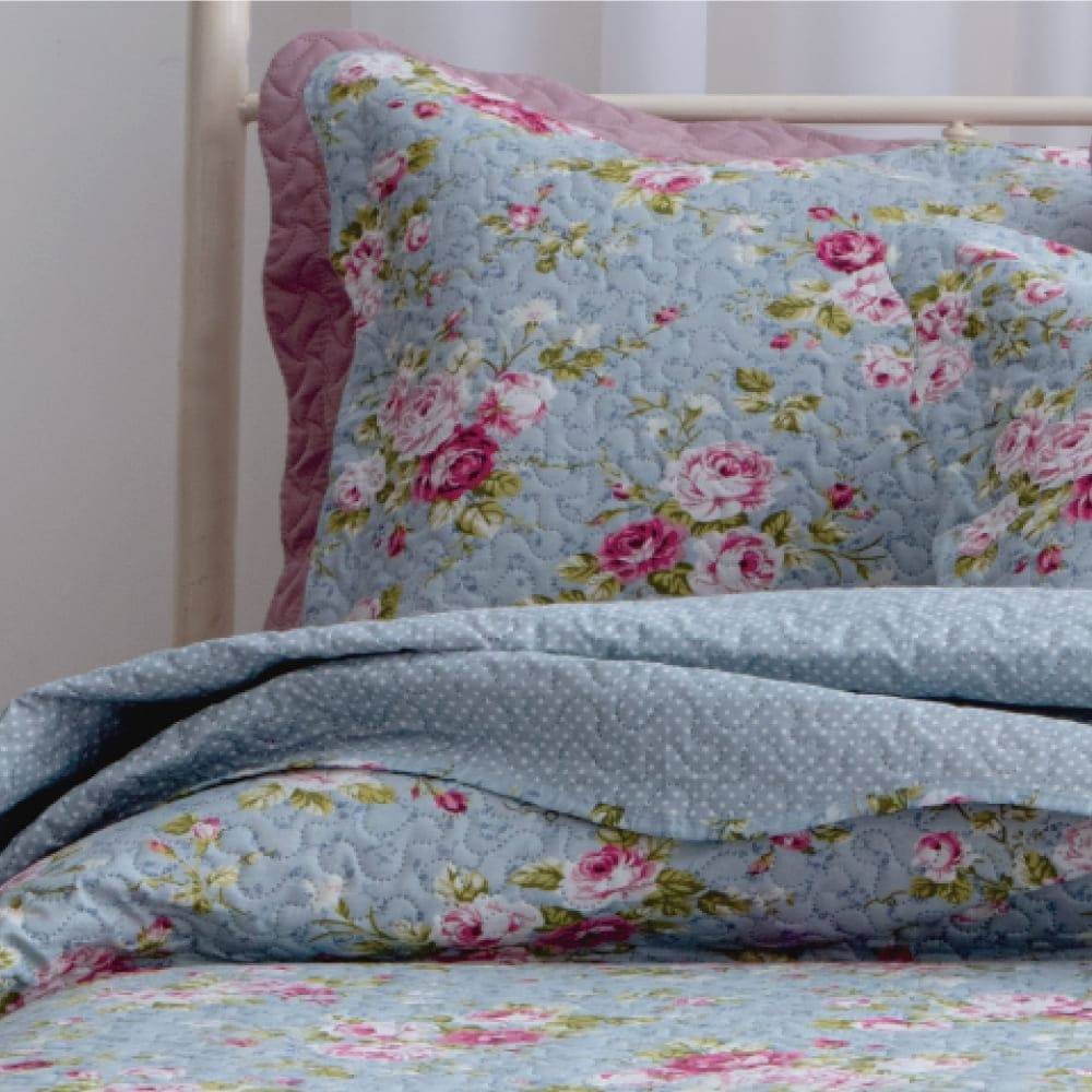 Kit  Cobre-leito Queen Bouti Microfibra Ultrasonic Estampada 2,40 x 2,60 m + 2 Porta-travesseiros - Emma