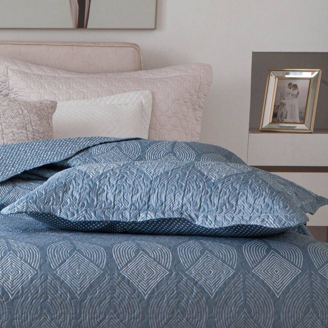 Kit 3 Peças Cobre leito Casal Bouti Microfibra Ultrasonic Estampada + 2 Porta-travesseiros - Isis