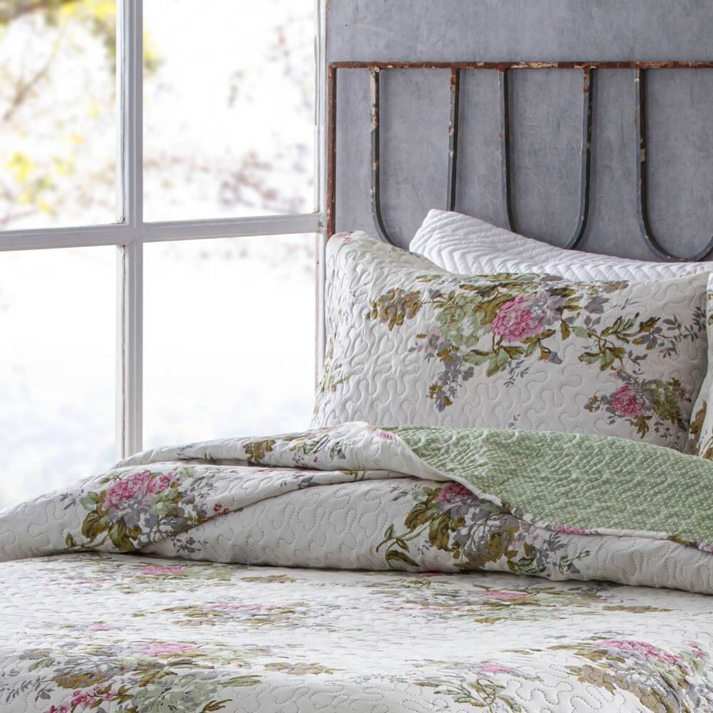 Kit  Cobre-leito King Bouti Microfibra Ultrasonic Estampada 2,60 x 2,80 m + 2 Porta-travesseiros - Anita