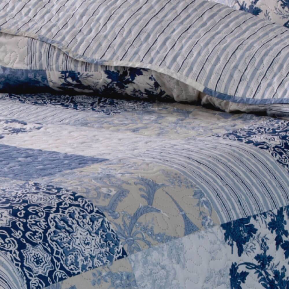 Kit 1 Cobre-leito Solteiro Bouti Microfibra Ultrasonic Estampada 1,80 x 2,20 m + Porta-travesseiros - Karla