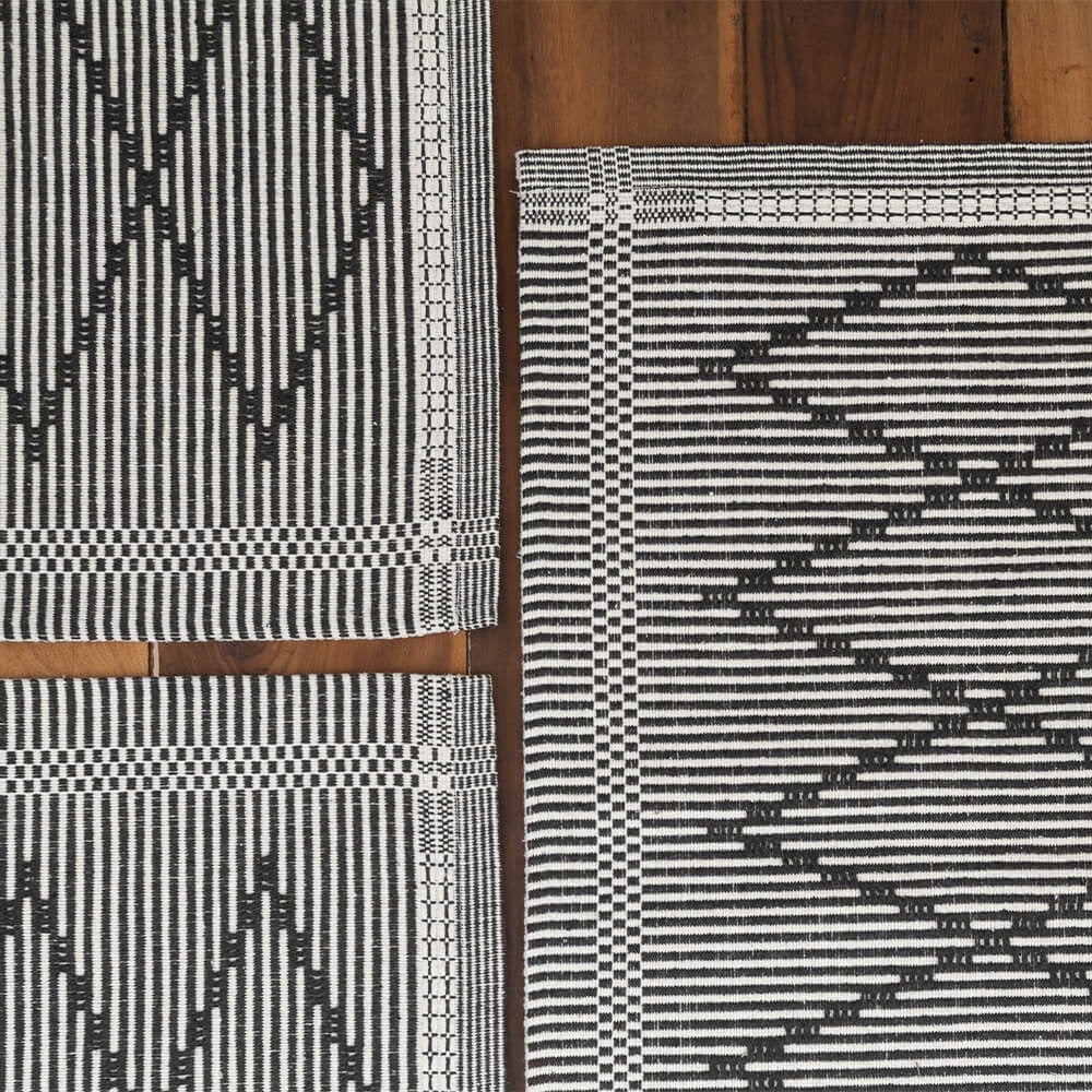 Jogo de Tapete 3 Peças Algodão Zurick Preto