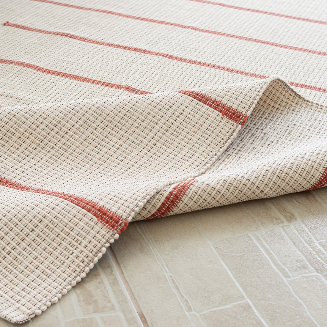 Tapete Artesanal Trama Basic Grande para Sala Listras Simples Terracota 1,50x2,50