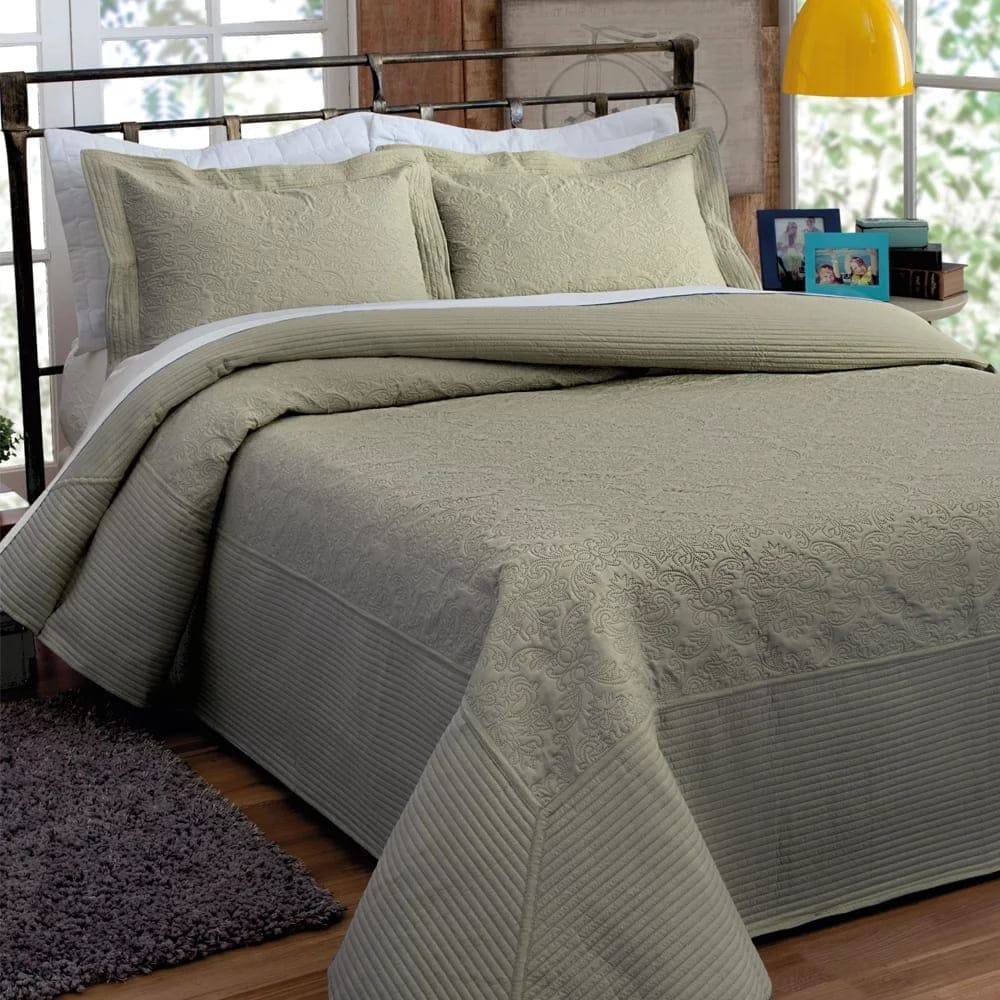 Kit 3 Colcha Casal Provence Microfibra Matelacê Ultrasonic + 2 Porta-Travesseiros 2,20 x 2,40 m - Fendi