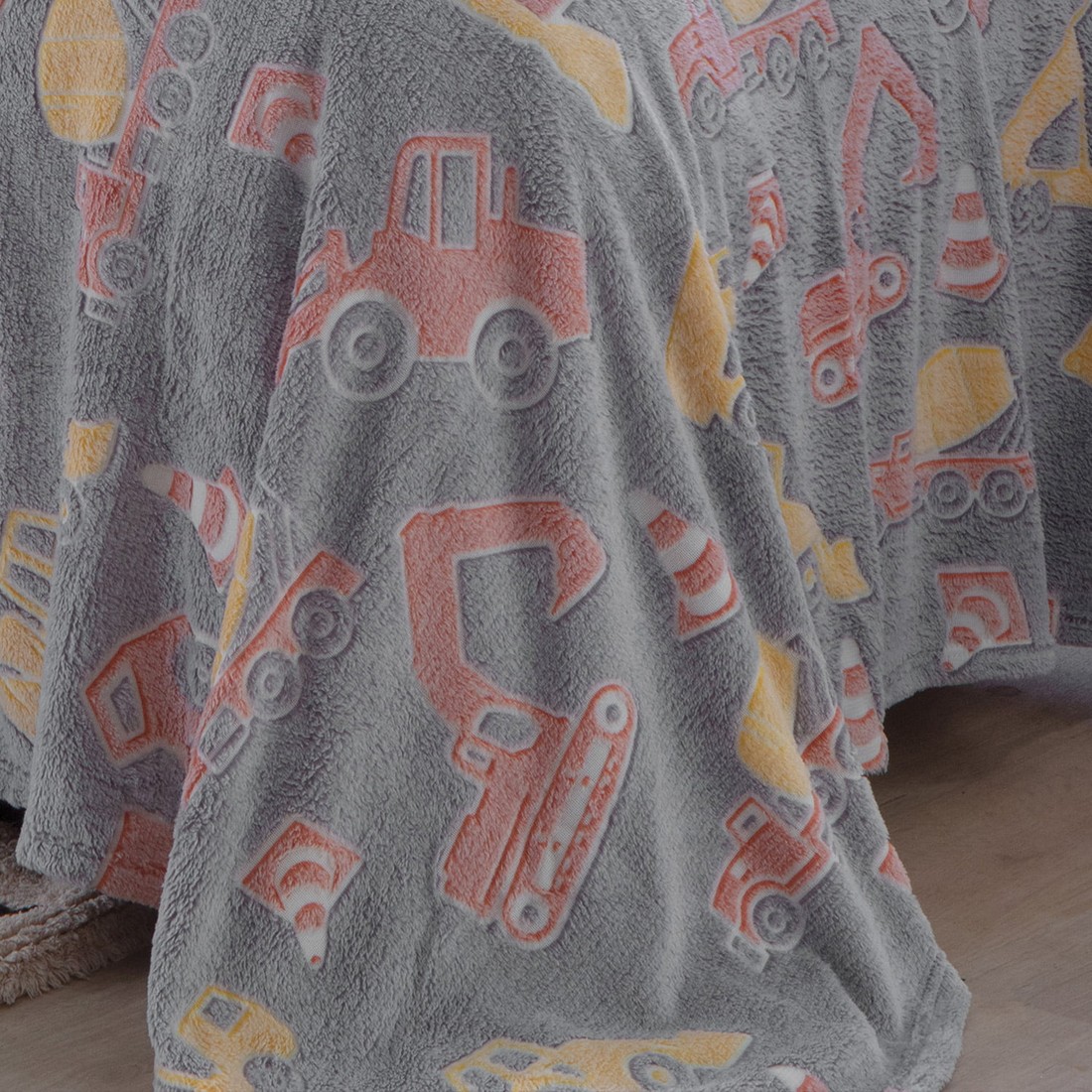 Manta Infantil Solteiro Microfibra Soft Brilha no Escuro - Construtor