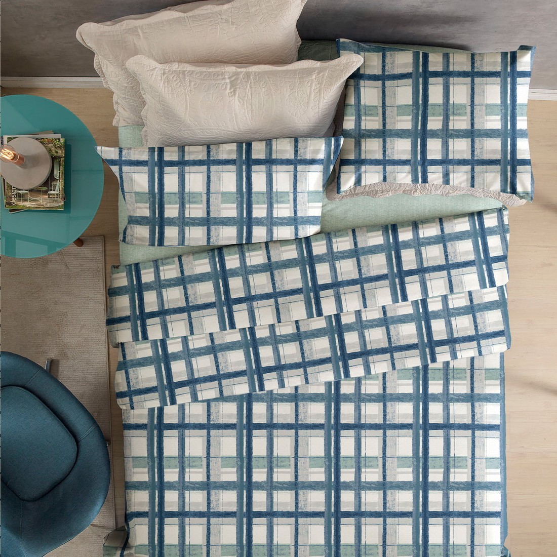 Jogo de Lençol Cama Queen 4 Peças Percal 180 Fios Estampado Haldor