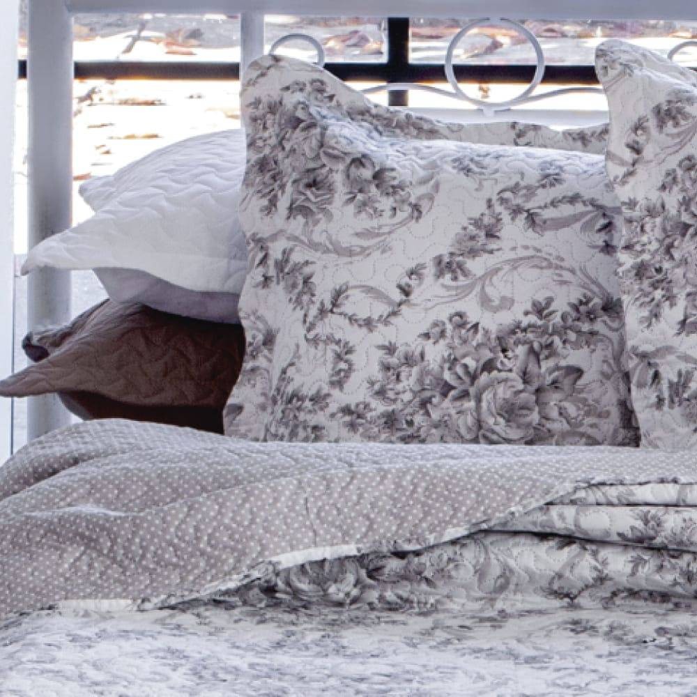 Kit  Cobre-leito Casal Bouti Microfibra Ultrasonic Estampada 2,20 x 2,40 m + 2 Porta-travesseiros - Elizabeth