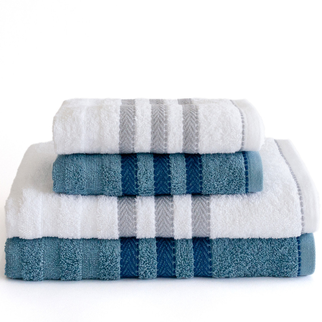 Jogo de Toalha Banho 4 Peças Lumi - Azul e Branco Jogo com Banho Jogo de Toalha Banho 4 Peças Lumi - Azul e Branco Jogo com Banho