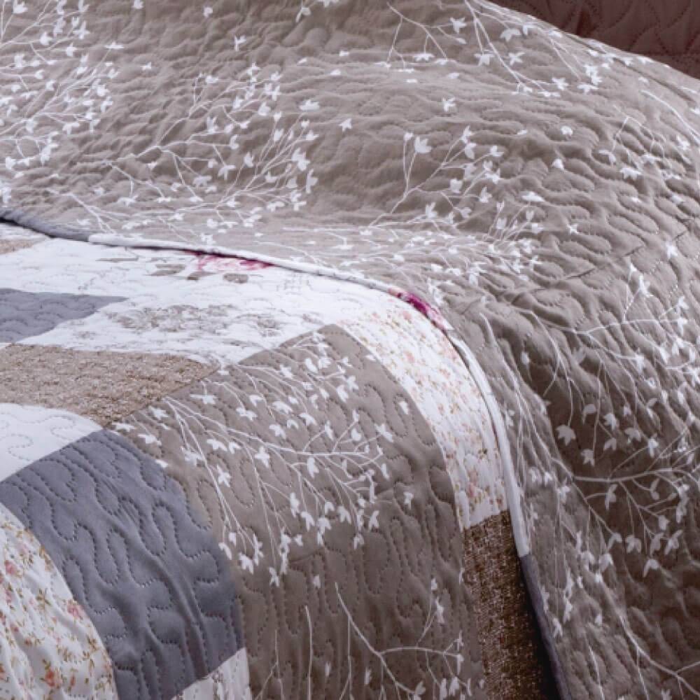 Kit 1 Cobre-leito King Bouti Microfibra Ultrasonic Estampada 2,60 x 2,80 m + 2 Porta-travesseiros - Maya