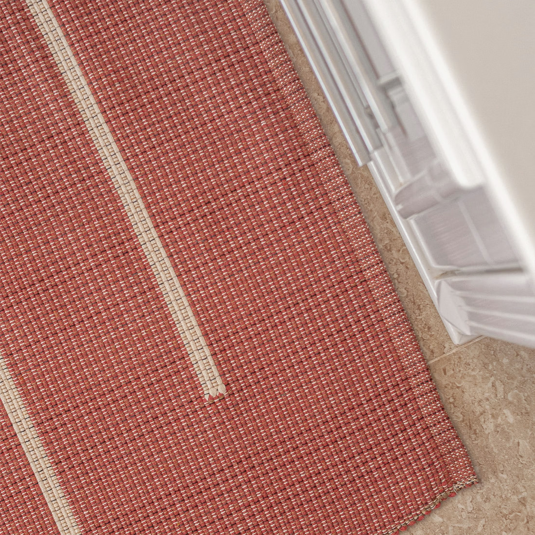 Tapete Passadeira Artesanal de Algodão Trama Basic Listras Telha 80x150 Tapete Passadeira Artesanal de Algodão Trama Basic Listras Telha 80x150