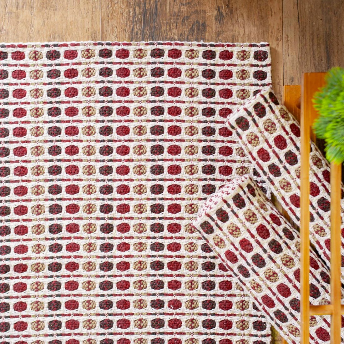 Kit de Cozinha 3 Peças Algodão Indiano Vinho