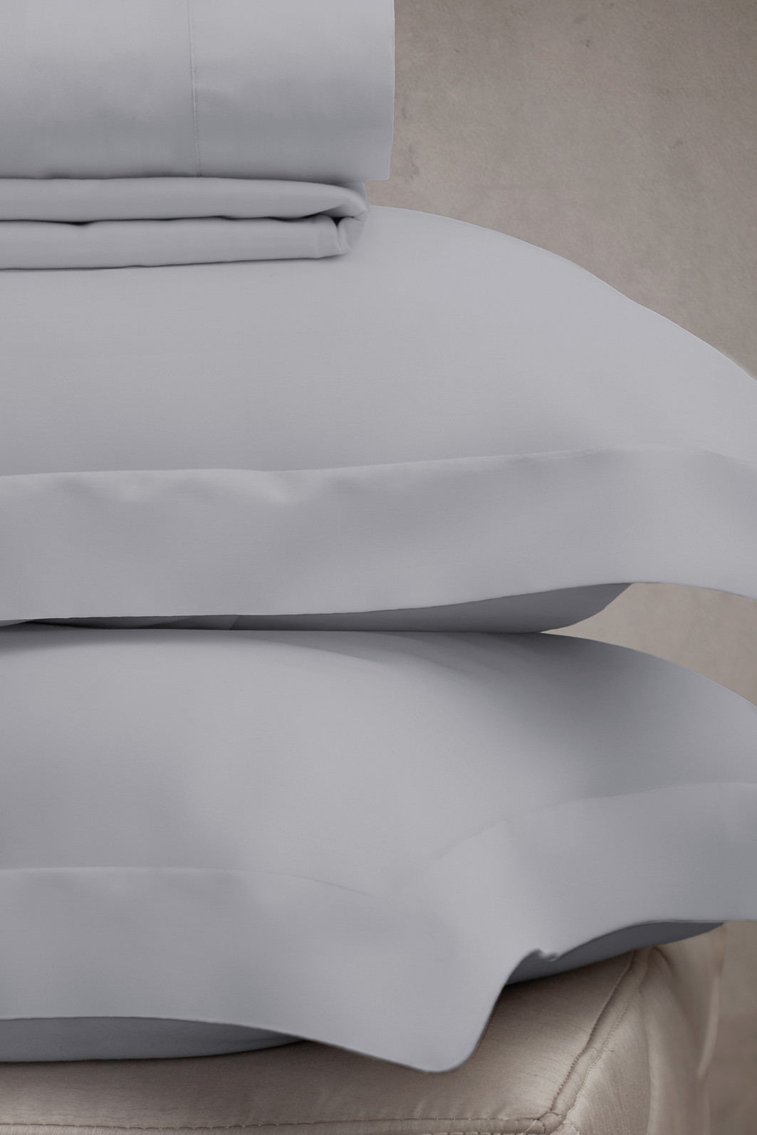 Jogo de Cama Solteiro Cetim 300 Fios 100% Algodão Cinza Medio