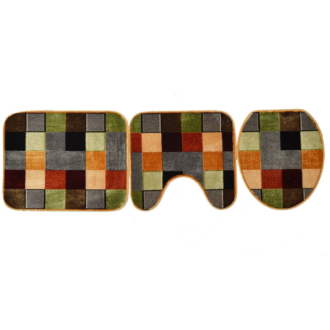 Jogo Tapete para Banheiro Antiderrapante 3 Peças Patchwork Jogo Tapete para Banheiro Antiderrapante 3 Peças Patchwork
