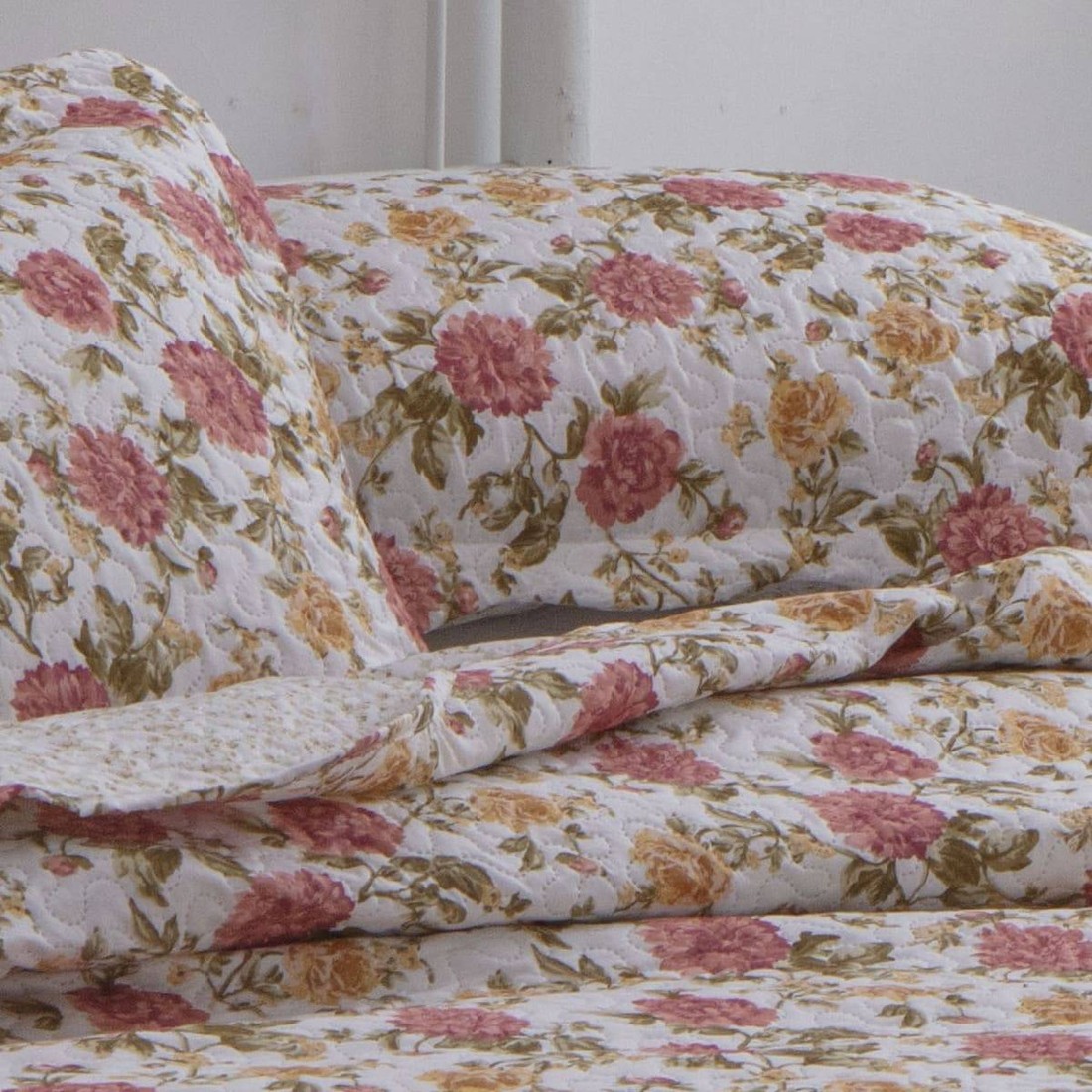 Kit 3 Peças Cobre leito Casal Bouti Microfibra Ultrasonic Estampada + 2 Porta-travesseiros - Ligia