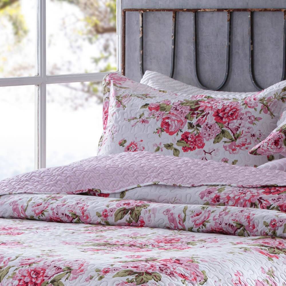 Kit  Cobre-leito King Bouti Microfibra Ultrasonic Estampada 2,60 x 2,80 m + 2 Porta-travesseiros - Valentina