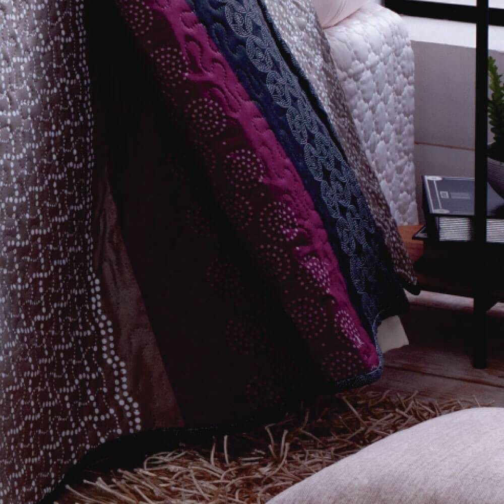 Kit 1 Cobre-leito King Bouti Microfibra Ultrasonic Estampada 2,60 x 2,80 m + 2 Porta-travesseiros - Neli