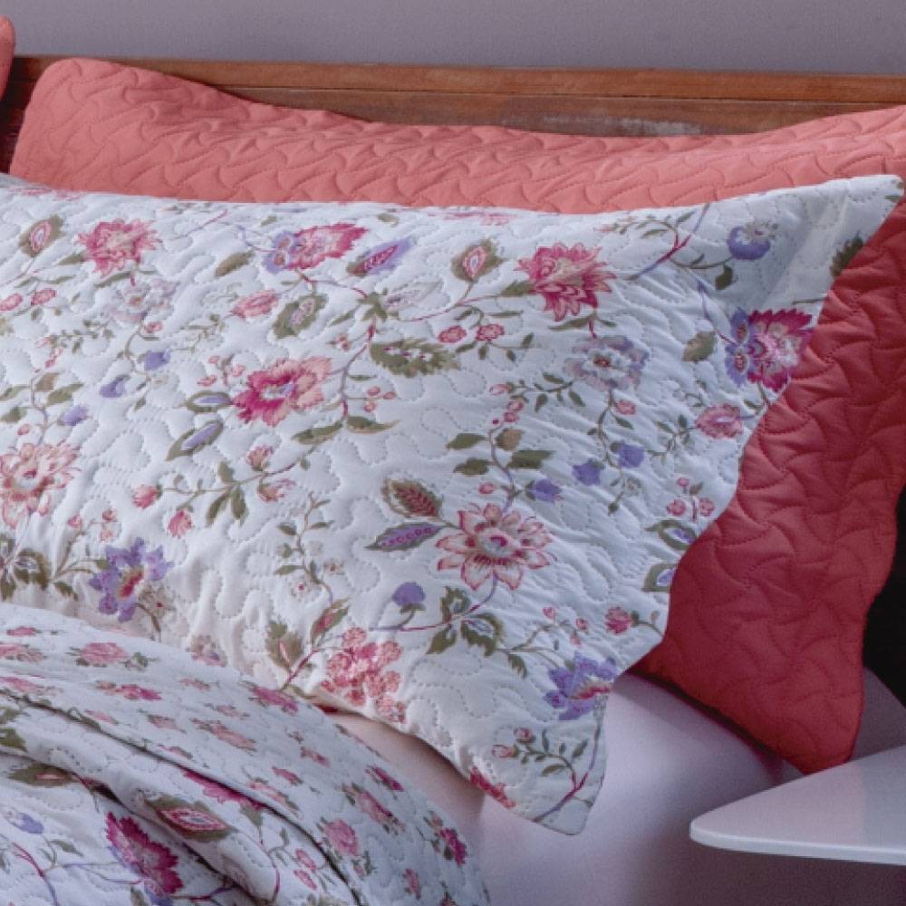 Kit 1 Cobre-leito Queen Bouti Microfibra Ultrasonic Estampada 2,40 x 2,60 m + 2 Porta-travesseiros - Tuka