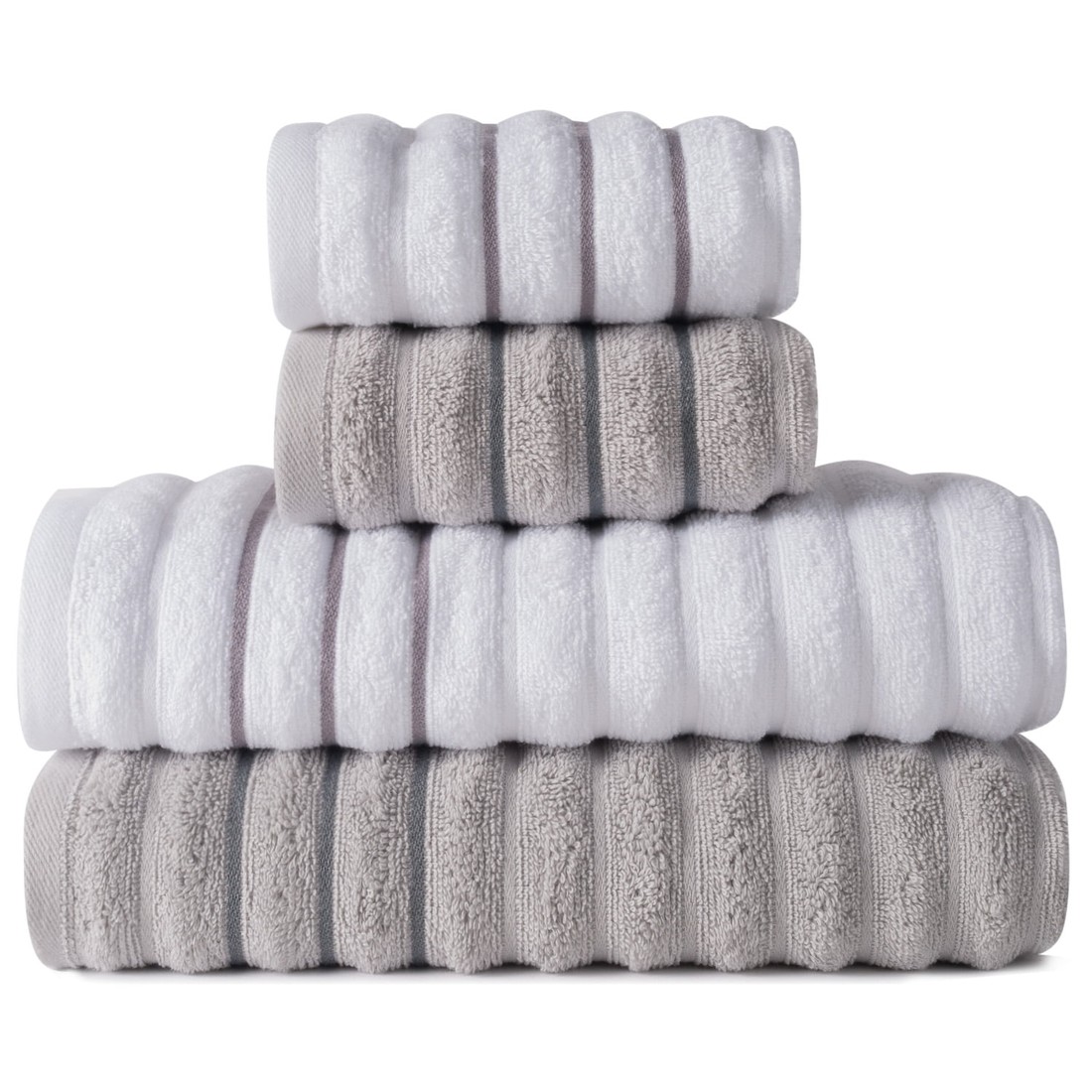 Jogo de Toalha 4 Peças Wave - Branco e Cinza Jogo Banho Jogo de Toalha 4 Peças Wave - Branco e Cinza Jogo Banho