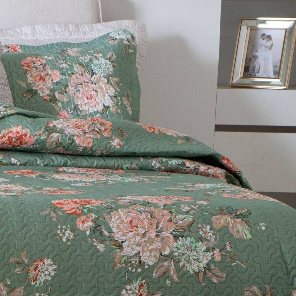 Kit 3 Peças Cobre leito Casal Bouti Microfibra Ultrasonic Estampada + 2 Porta-travesseiros - Lais