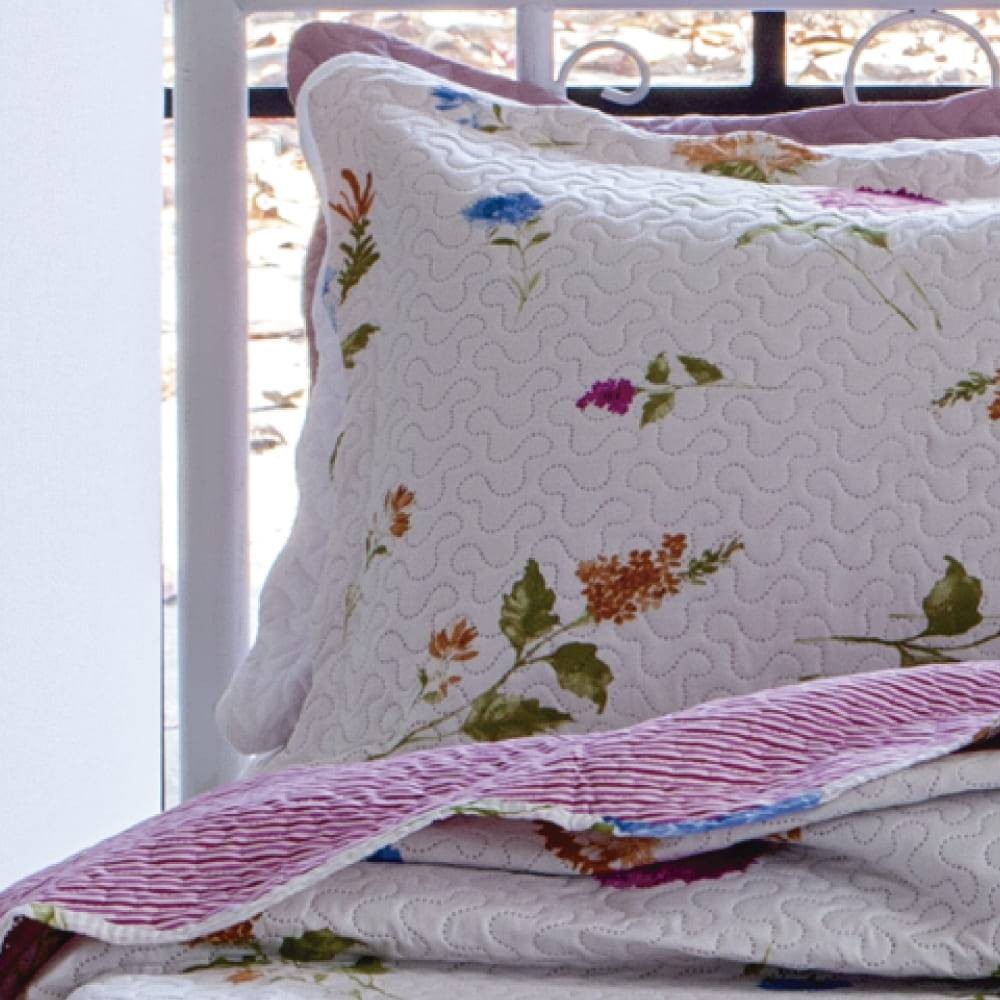 Kit  Cobre leito Queen Bouti Microfibra Ultrasonic Estampada 2,40 x 2,60 m + 2 Porta-travesseiros - Anna