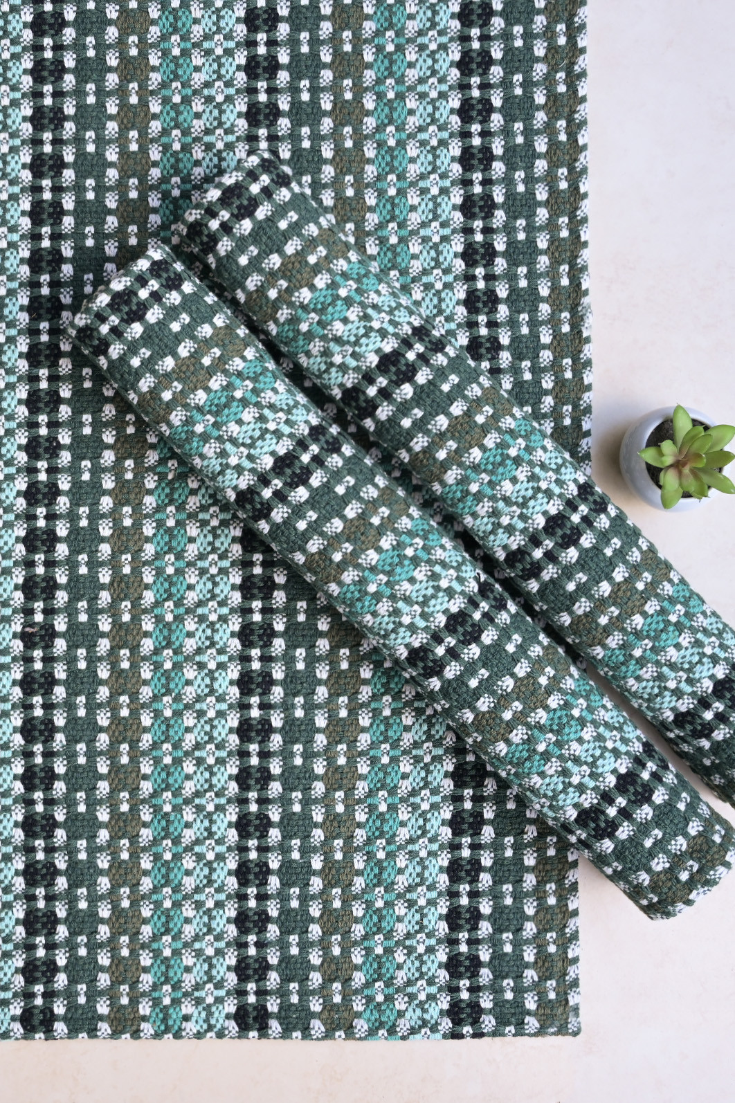 Kit de Cozinha 3 Peças Algodão Indiano Verde Kit de Cozinha 3 Peças Algodão Indiano Verde