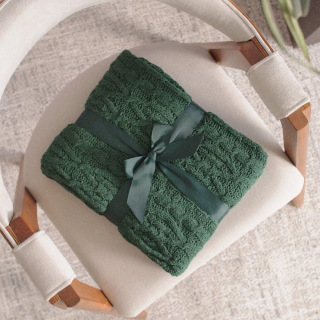 Manta Decorativa Tricot 127x152cm Loren Verde