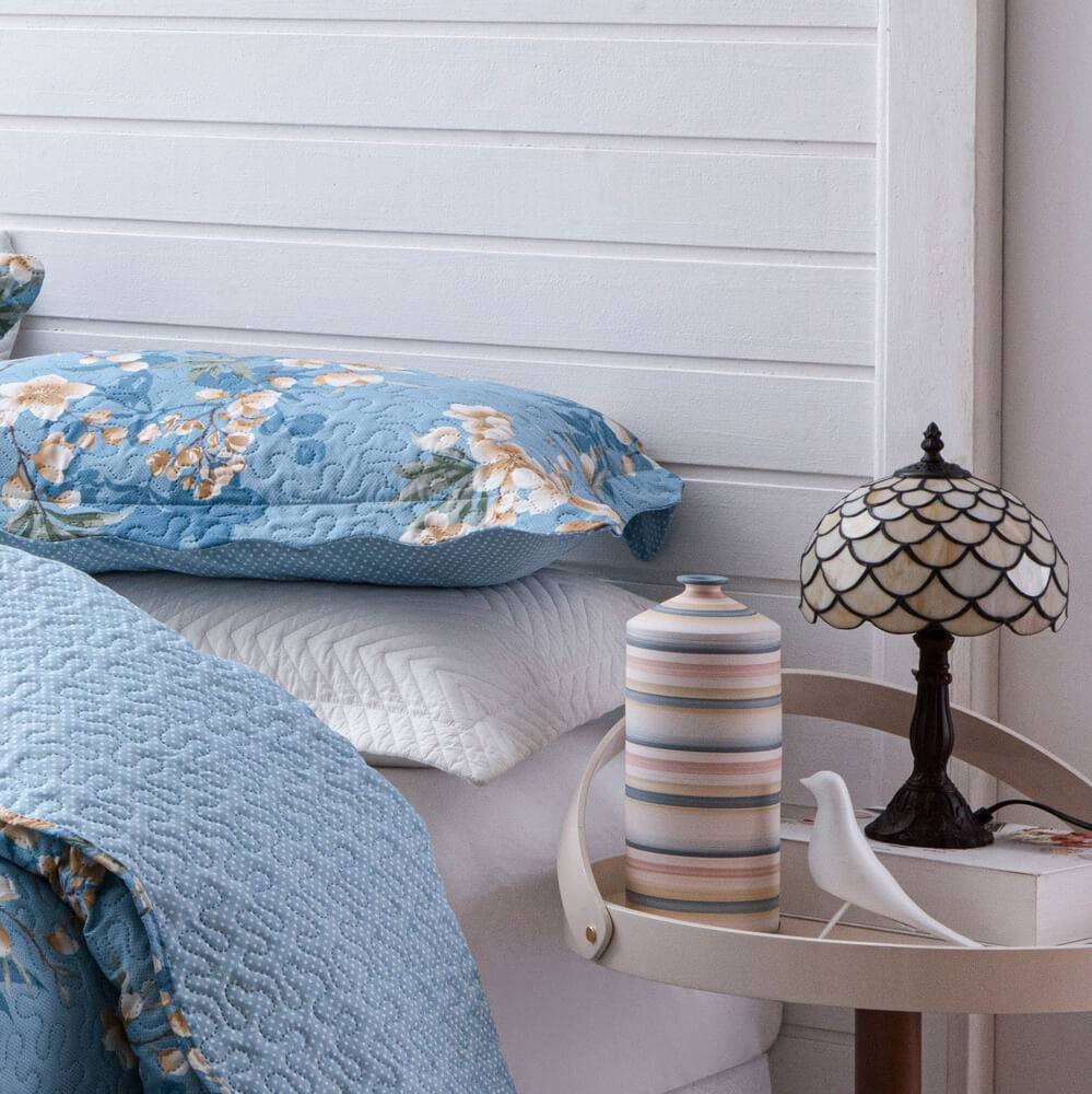 Kit  Cobre-leito Casal Bouti Microfibra Ultrasonic Estampada 2,20 x 2,40 m + 2 Porta-travesseiros - Gertrude