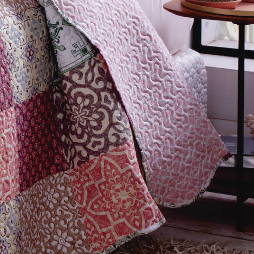 Kit 1 Cobre-leito Queen Bouti Microfibra Ultrasonic Estampada 2,40 x 2,60 m + 2 Porta-travesseiros - Grazi