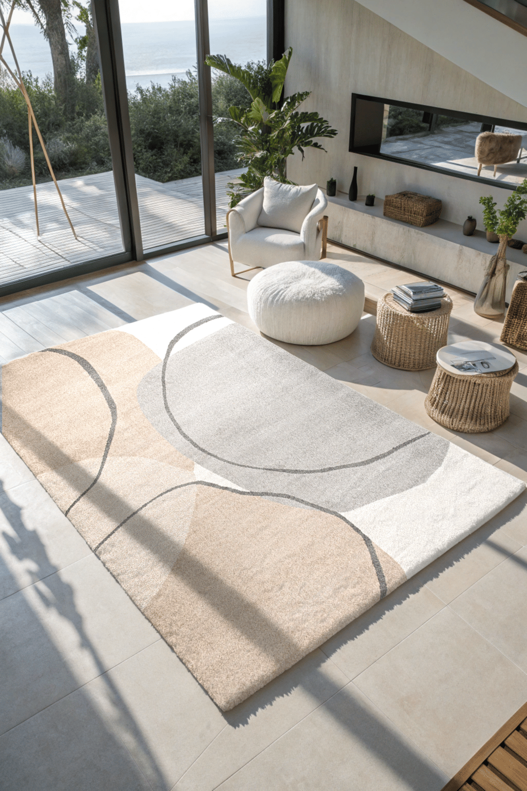 Tapete para Sala Grande Essenciais Organico Circles Nude 200x300