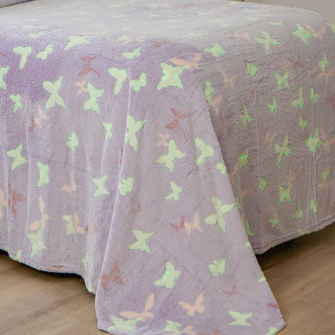 Manta Infantil Solteiro Microfibra Soft Brilha no Escuro - Borboletas