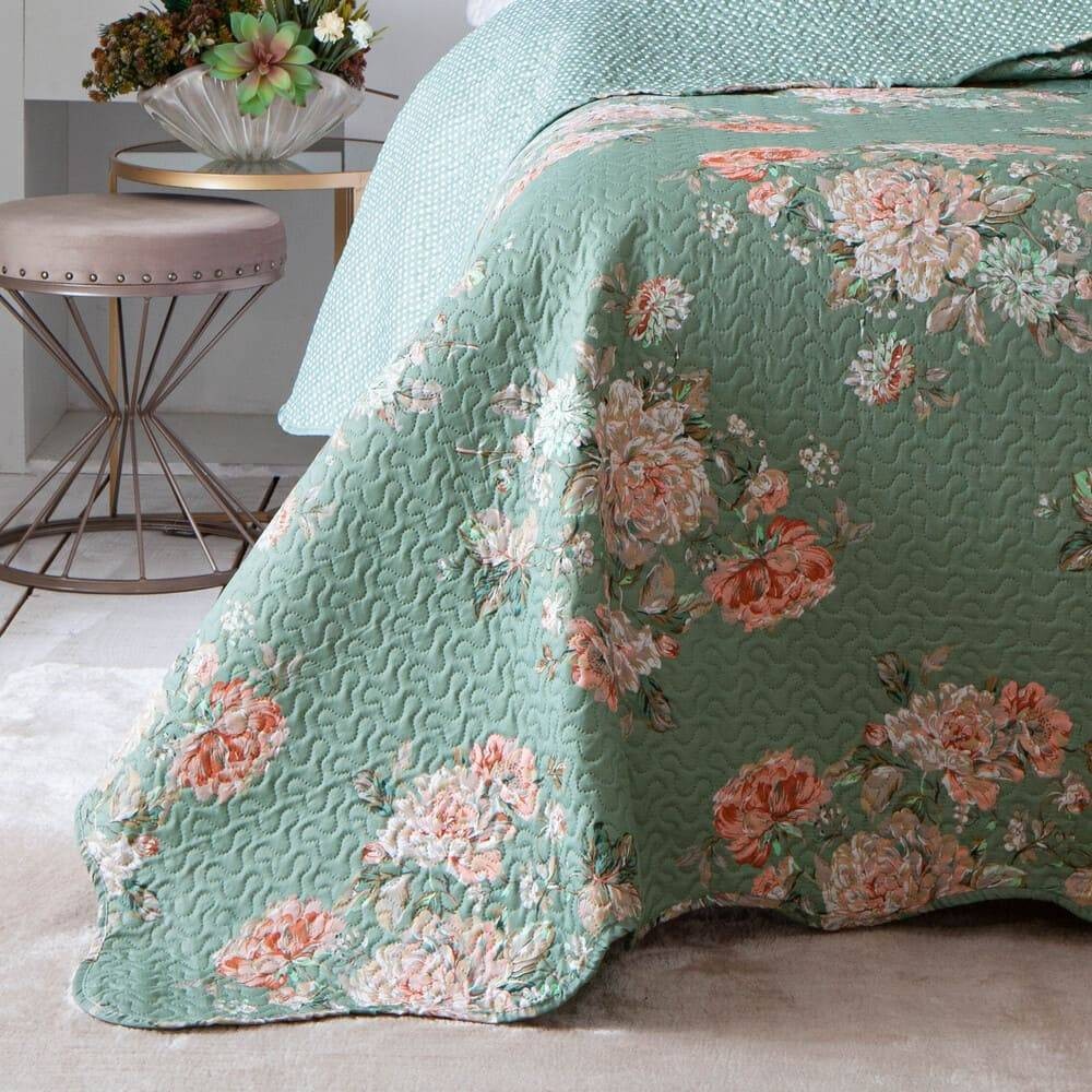 Kit 3 Peças Cobre leito Casal Bouti Microfibra Ultrasonic Estampada + 2 Porta-travesseiros - Lais