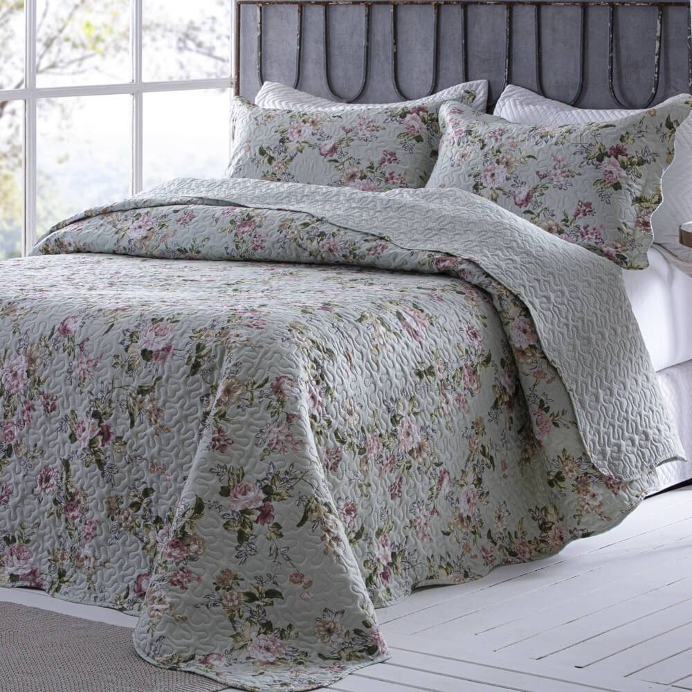 Kit  Cobre leito King Bouti Microfibra Ultrasonic Estampada 2,60 x 2,80 m + 2 Porta-travesseiros - Amelia