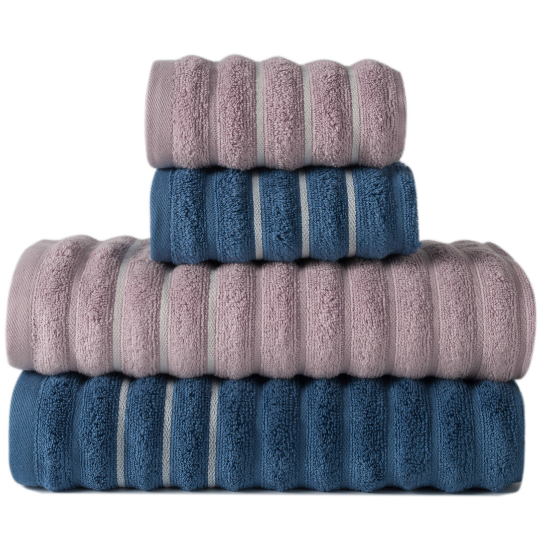 Jogo de Toalha 4 Peças Wave - Azul e Azaleia Jogo Banho