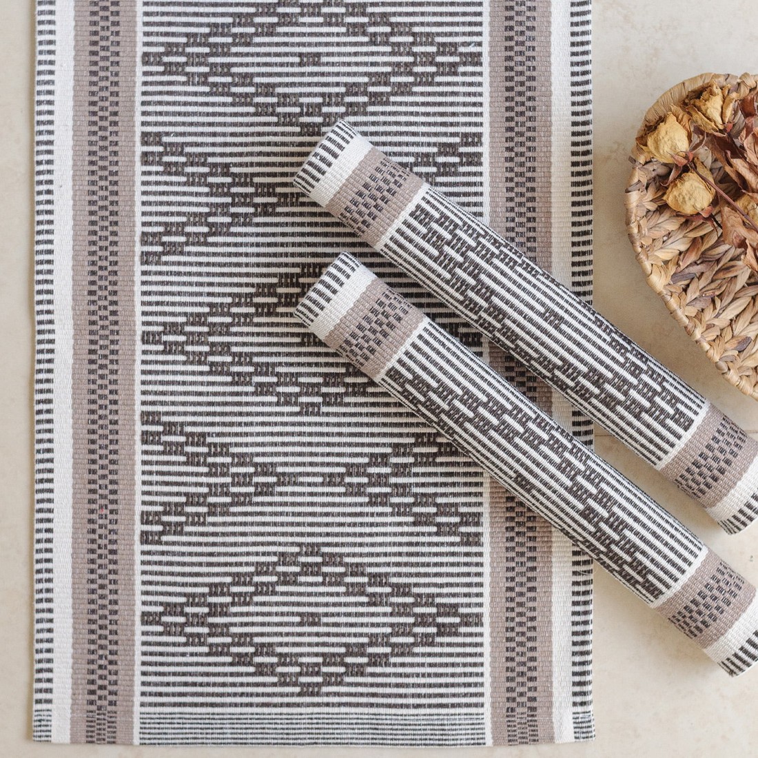 Jogo de Tapete 3 Peças Algodão Zurick Marrom