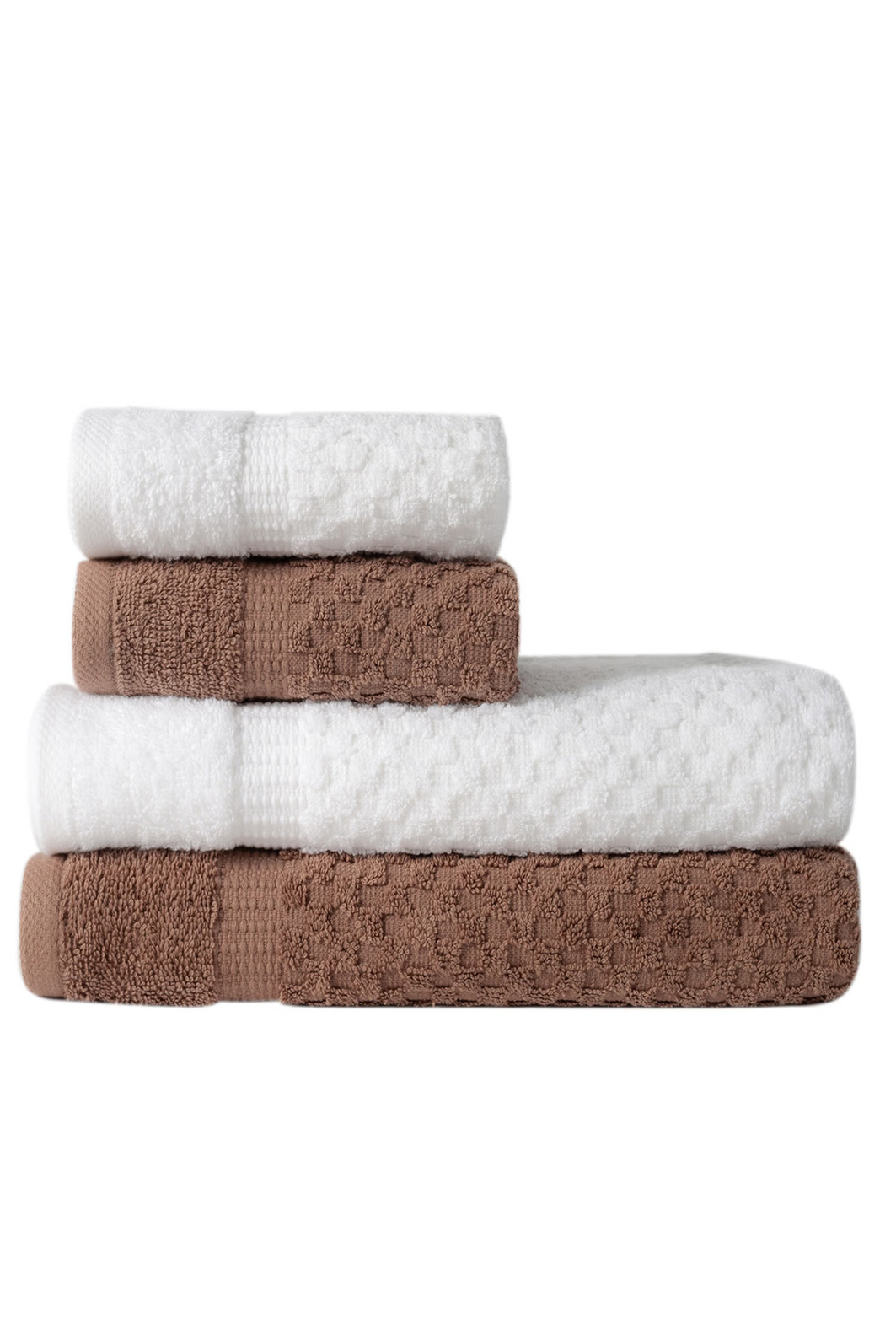 Jogo de Toalha 4 Peças Porto - Branco e Taupe Jogo Banhão Jogo de Toalha 4 Peças Porto - Branco e Taupe Jogo Banhão
