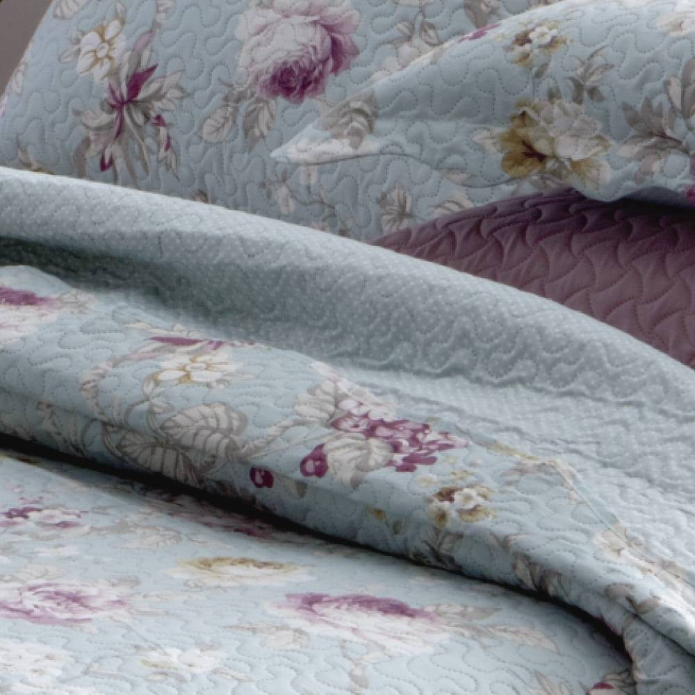 Kit  Cobre-leito Queen Bouti Microfibra Ultrasonic Estampada 2,40 x 2,60 m + 2 Porta-travesseiros - Eleonor