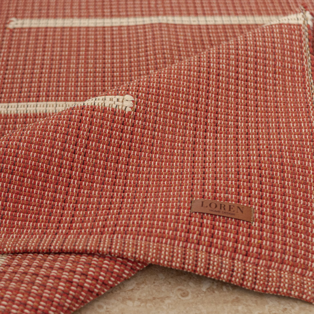 Tapete Passadeira Artesanal de Algodão Trama Basic Listras Telha 80x150 Tapete Passadeira Artesanal de Algodão Trama Basic Listras Telha 80x150