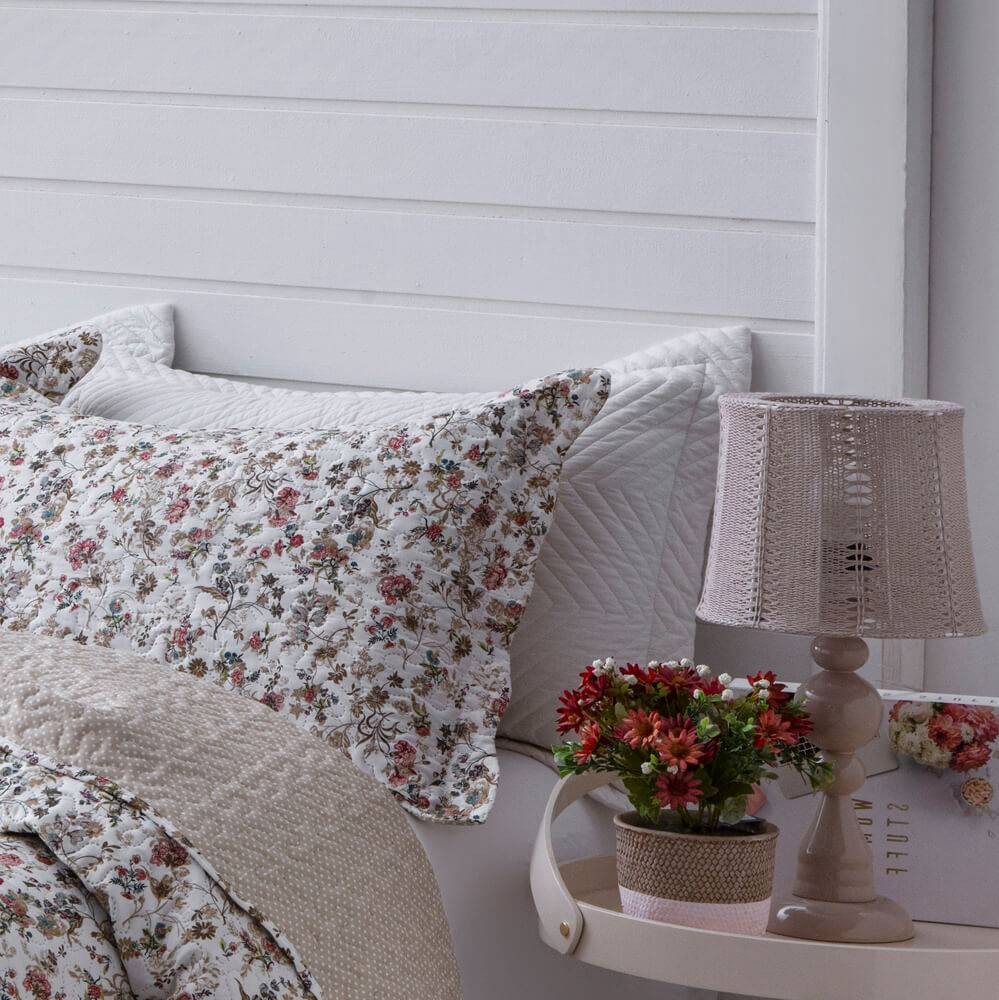 Kit 1 Cobre-leito Solteiro Bouti Microfibra Ultrasonic Estampada 1,80 x 2,20 m + Porta-travesseiros - Anne