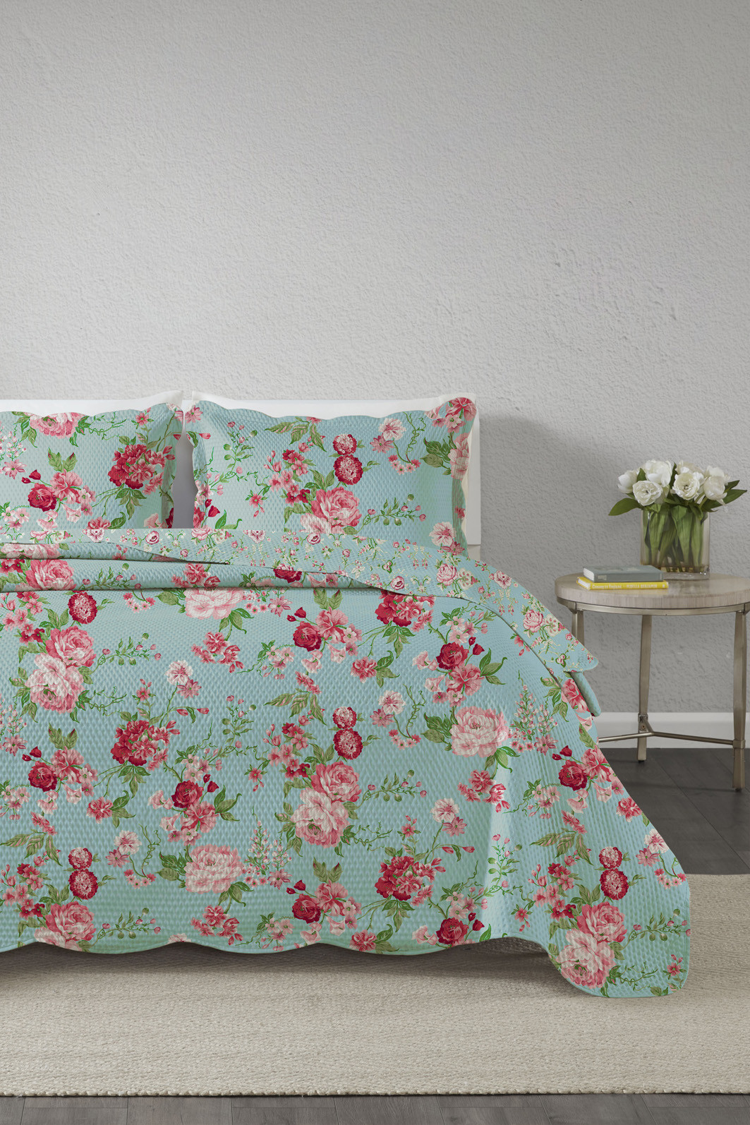 Kit Cobre Leito Colcha Queen 3 Peças Bouti Microfibra Estampada - Eloise Kit Cobre Leito Colcha Queen 3 Peças Bouti Microfibra Estampada - Eloise