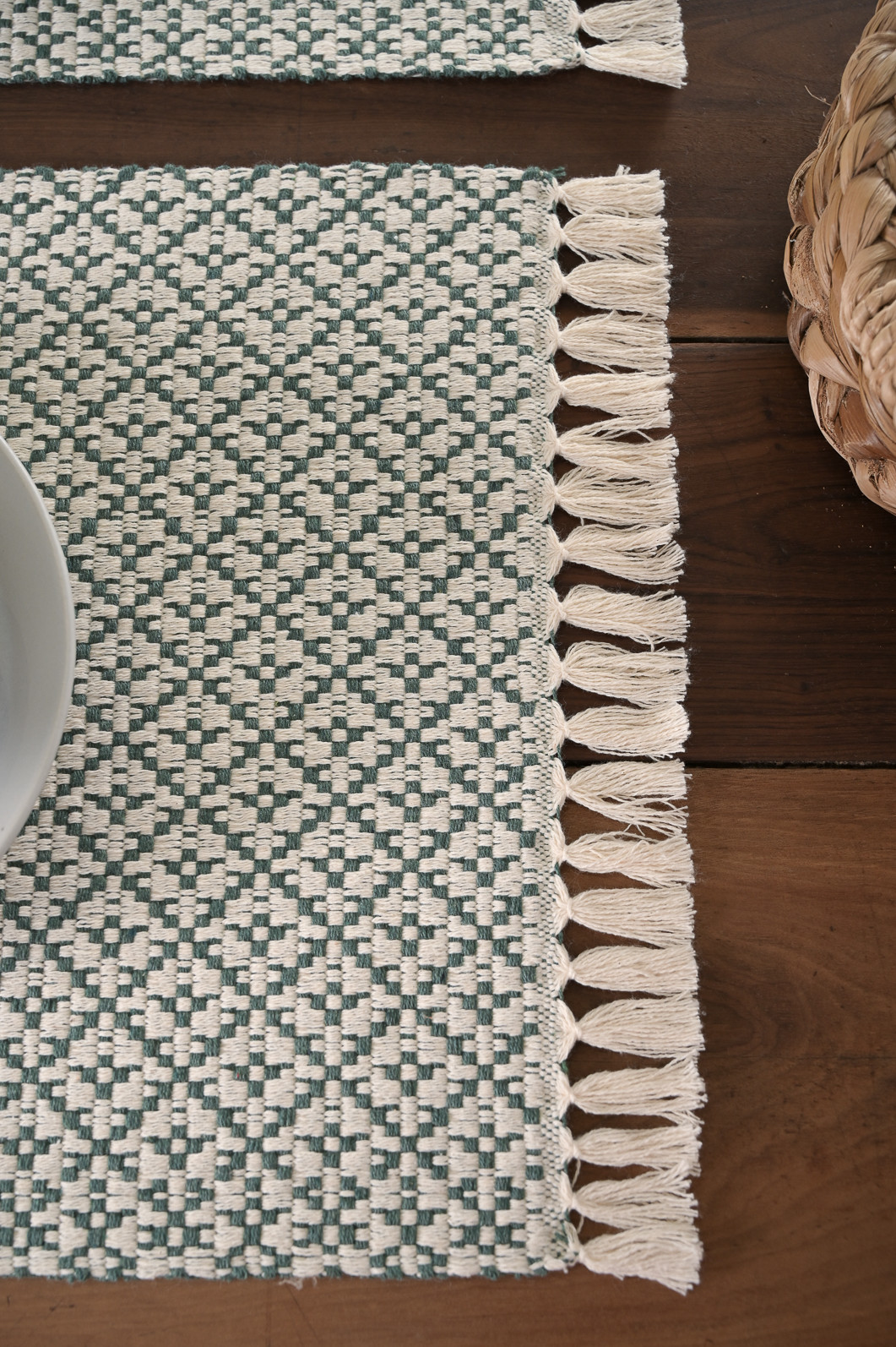 Jogo Americano Artesanal de 2 Peças 32cm x 45cm Coroa Verde