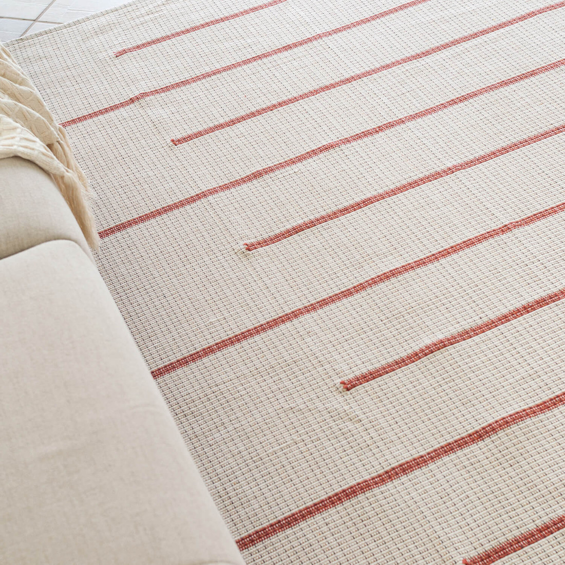 Tapete Artesanal Trama Basic Grande para Sala Listras Simples Terracota 1,50x2,50