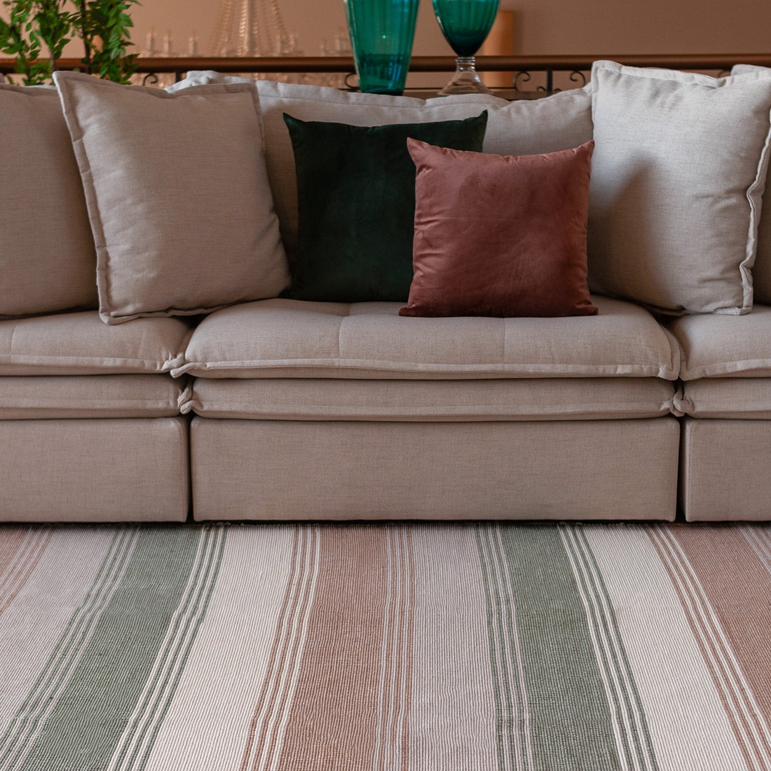 Tapete Artesanal Trama Basic de Sala Urban Listras Verde 150x250 Tapete Artesanal Trama Basic de Sala Urban Listras Verde 150x250