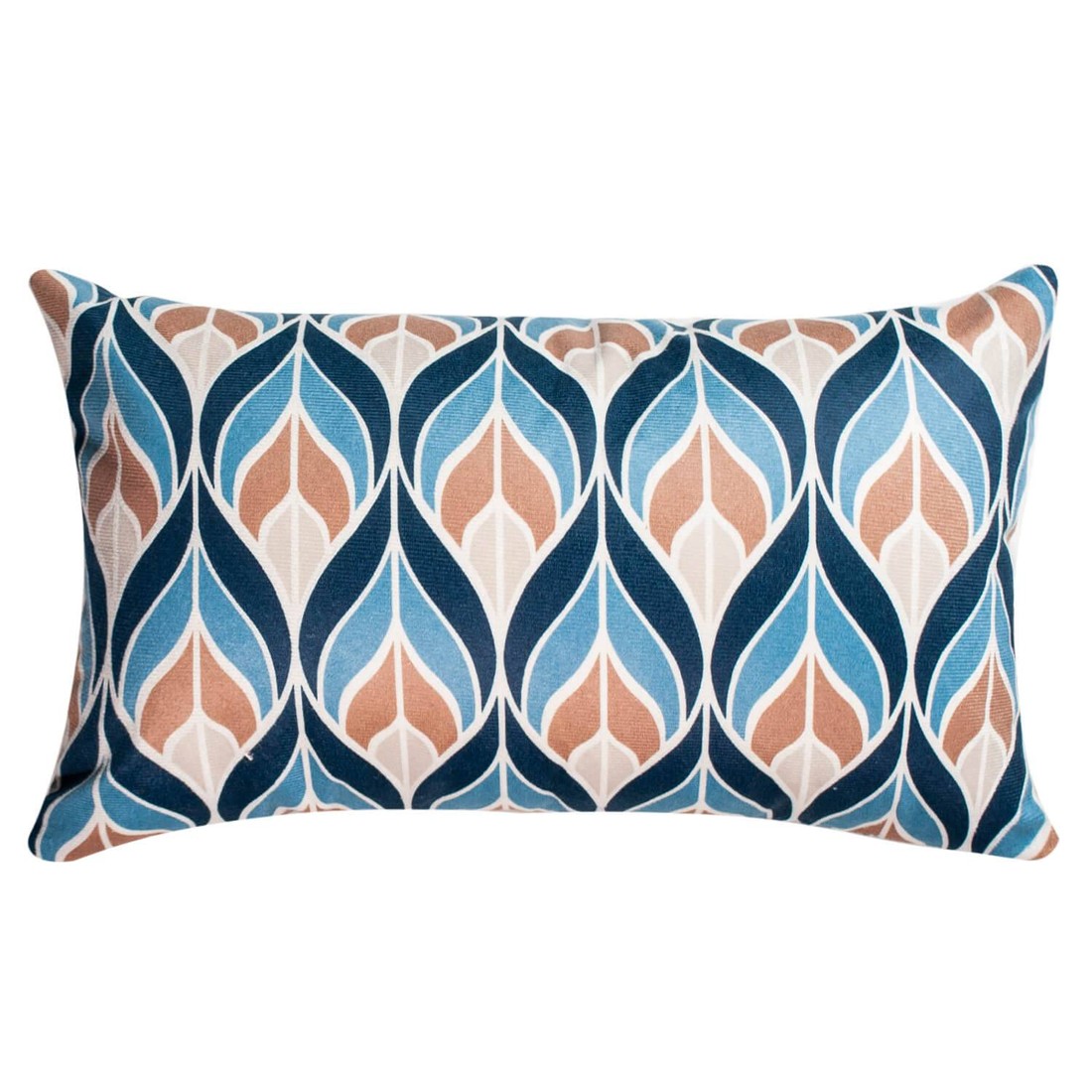 Capa de Almofada Baguete Suede Veludo Folha Azul 25cm x 42cm Capa de Almofada Baguete Suede Veludo Folha Azul 25cm x 42cm