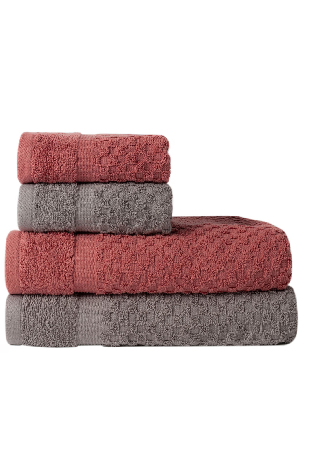 Jogo de Toalha 4 Peças Porto - Rosa e Cinza Jogo Banhão