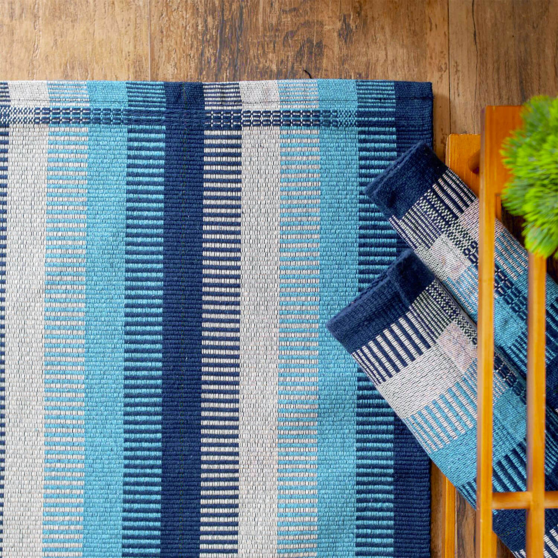 Kit de Cozinha 3 Peças Algodão Aquarela Azul