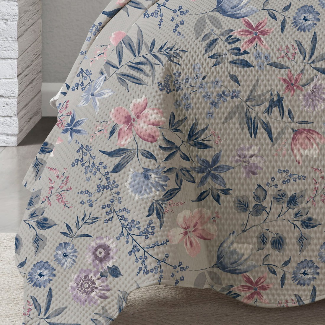 Kit Cobre Leito Colcha Casal 3 Peças Bouti Microfibra Estampada - Violet Kit Cobre Leito Colcha Casal 3 Peças Bouti Microfibra Estampada - Violet